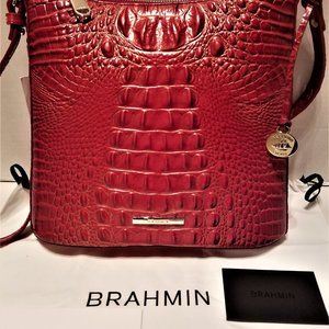 NEW BRAHMIN MELBOURNE KATIE LAVA RED CROSSBODY BAG